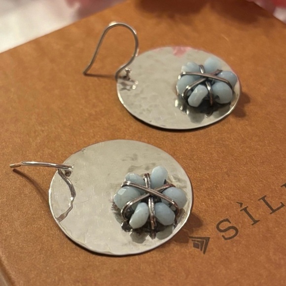 Silpada Quartzite Flower Blossom Sterling Silver Earrings W2138 - Picture 6 of 14